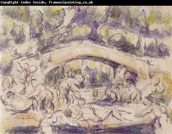Paul Cezanne Bathers Beneath a Bridge